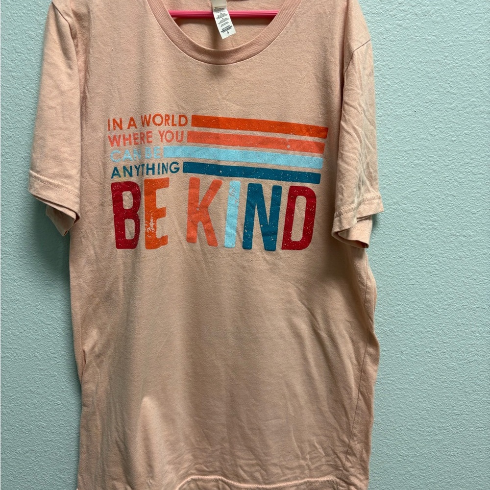 Bella Canvas Peach Tee with 'BE KIND' Multicolor Graphic